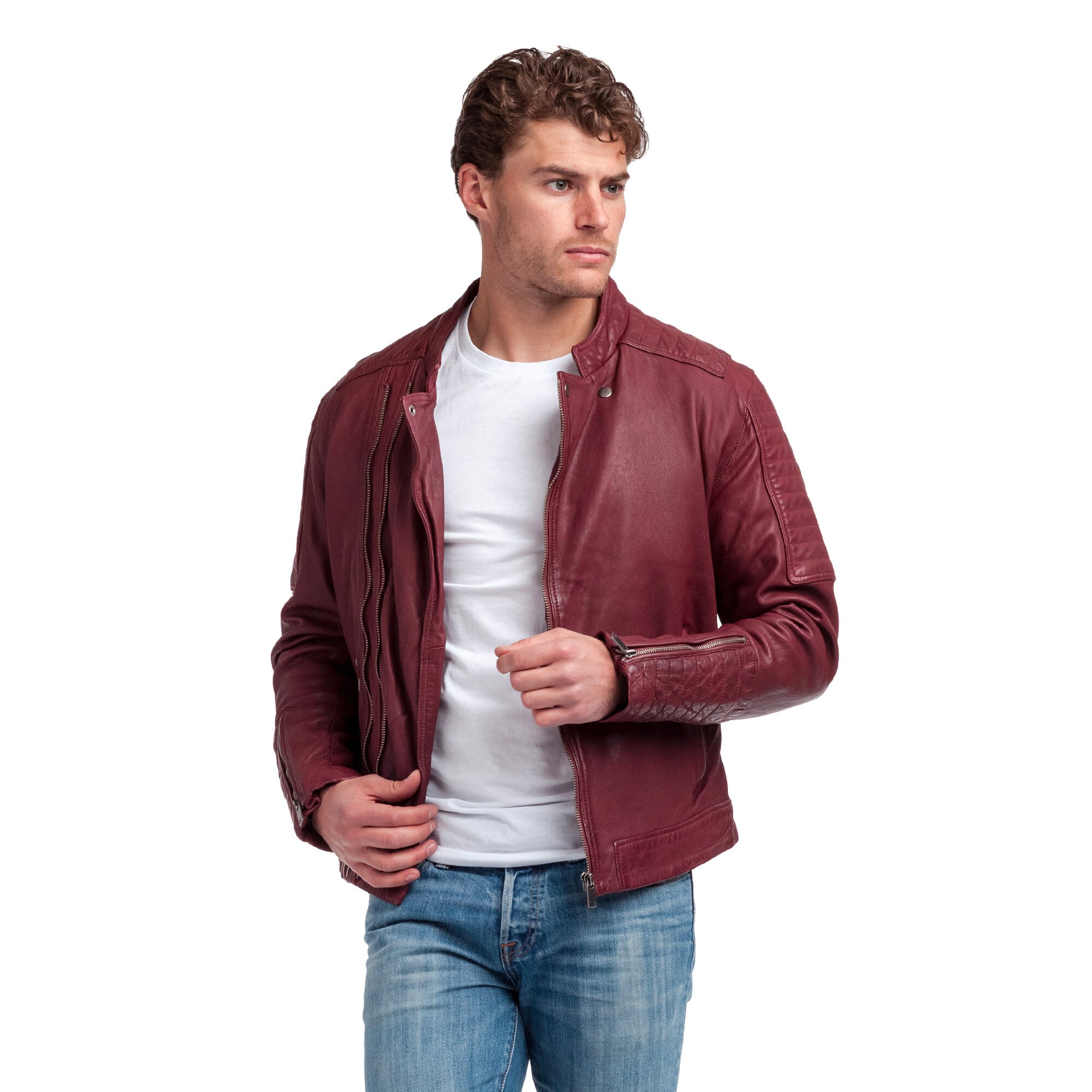 kaporal-enzo-lederjacke-herren-bordeaux-lammleder image 3
