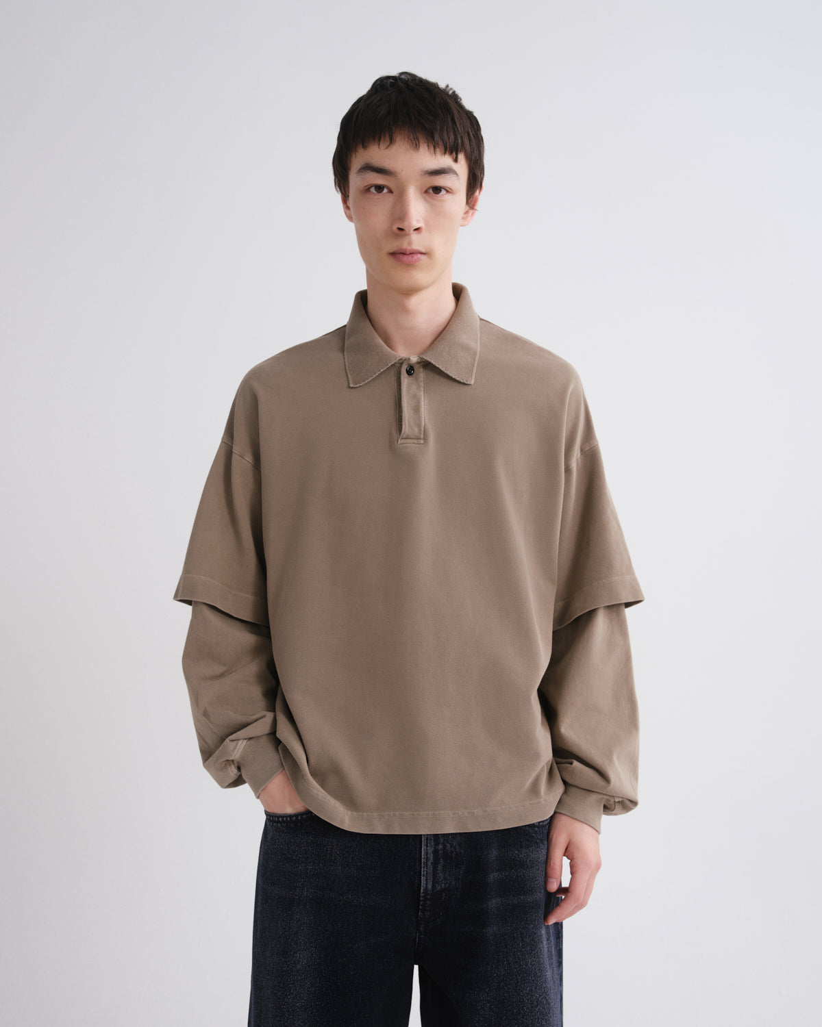 agolde-curren-polo-trail-khaki-double-sleeve-herren image 1