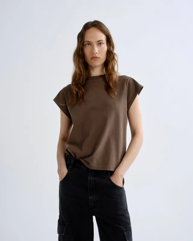 agolde-bryce-cap-sleeve-tee-t-shirt-uniform-oliv-baumwolle image 1