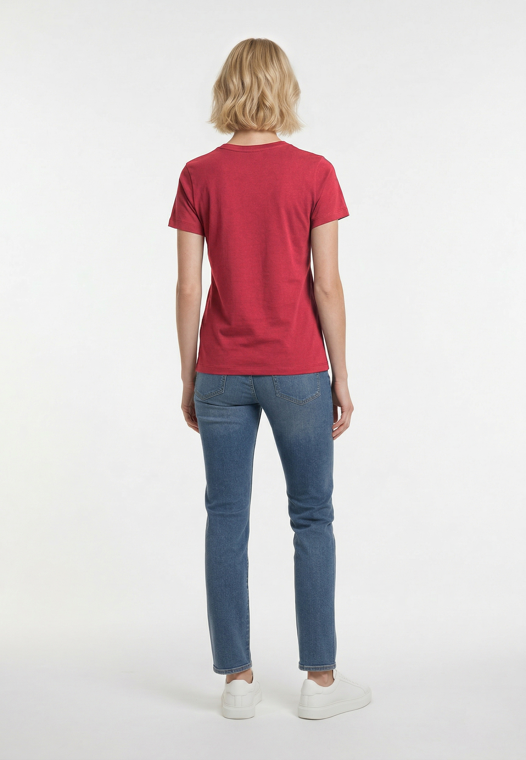 kaporal-seliv-t-shirt-damen-rot-stretch-slim-v-ausschnitt image 3