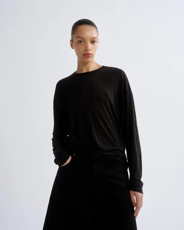agolde-sasha-tee-damen-langarmshirt-schwarz-tencel image 1