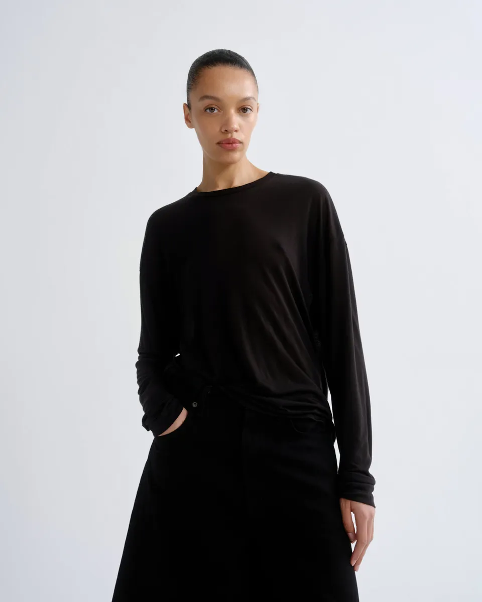 agolde-sasha-tee-damen-langarmshirt-schwarz-tencel image 1