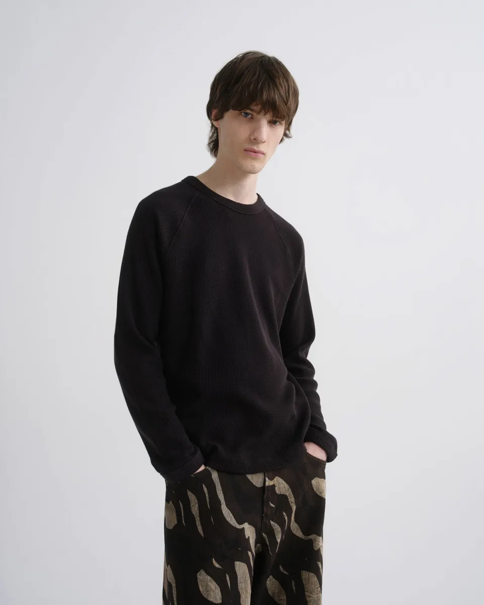 agolde-payson-waffle-langarmshirt-schwarz-herren-tee-waffle image 1