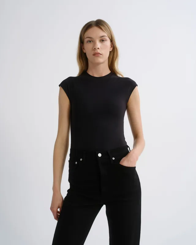 agolde-agata-bodysuit-body-schwarz-cap-sleeve image 1