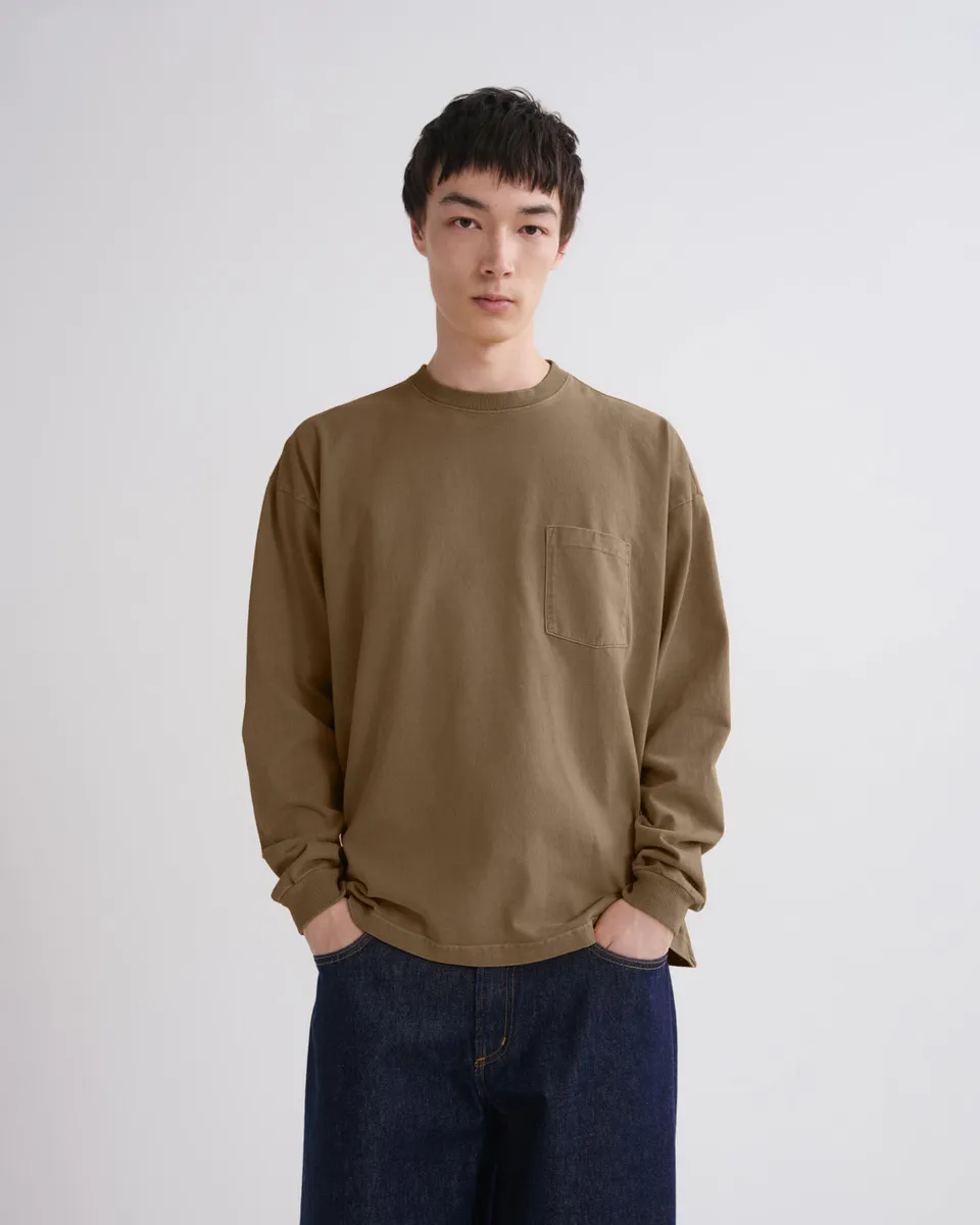 agolde-lucan-long-sleeve-tee-langarmshirt-trail-khaki image 1