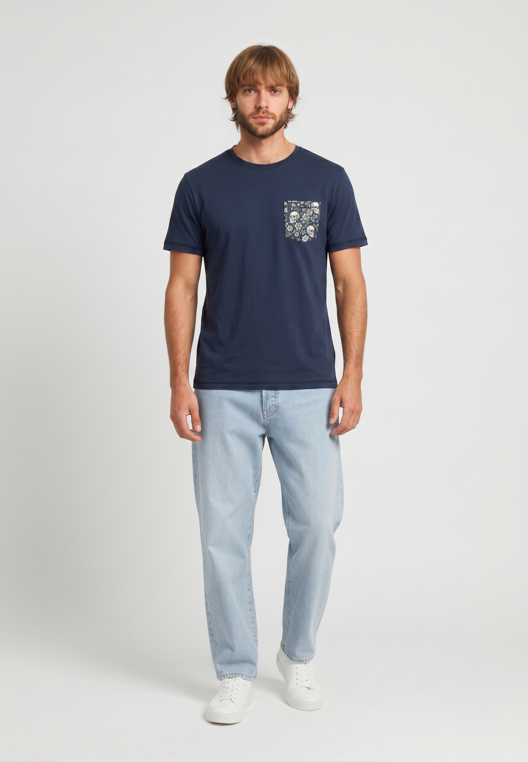 kaporal-kampala-t-shirt-herren-marine-brusttasche-baumwolle image 1