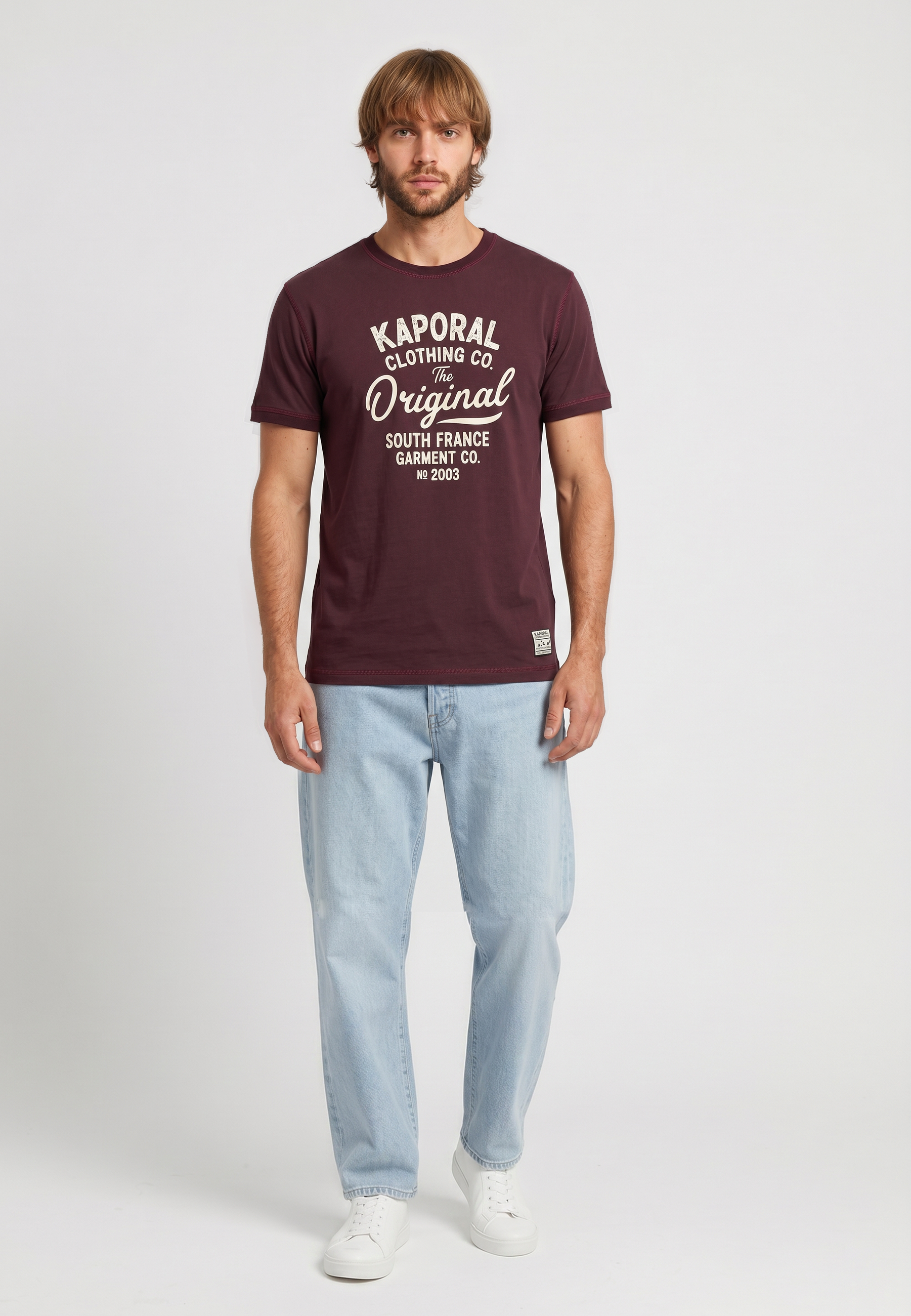 kaporal-kiga-t-shirt-herren-bordeaux-baumwolle-print image 1