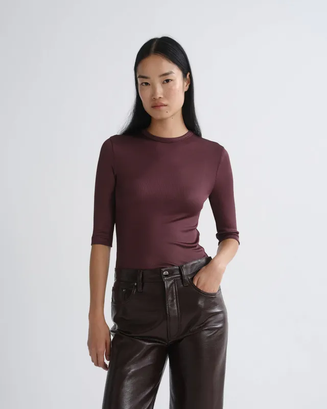 agolde-saige-tee-corinth-damen-bordeaux-stretch image 1