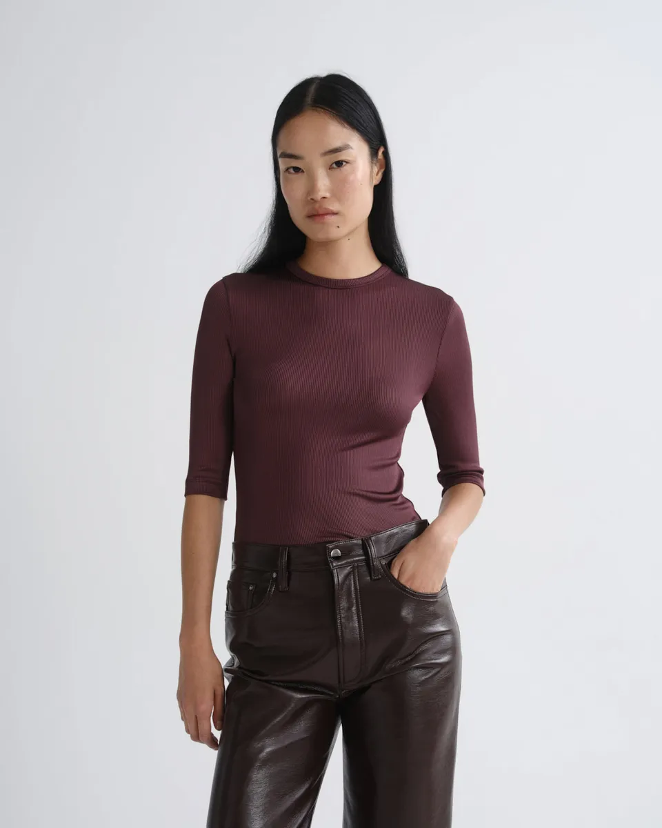 agolde-saige-tee-corinth-damen-bordeaux-stretch image 1