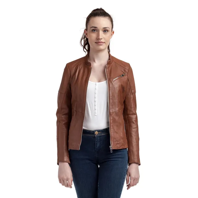 kaporal-isa-lederjacke-damen-cognac-100-lammleder image 1