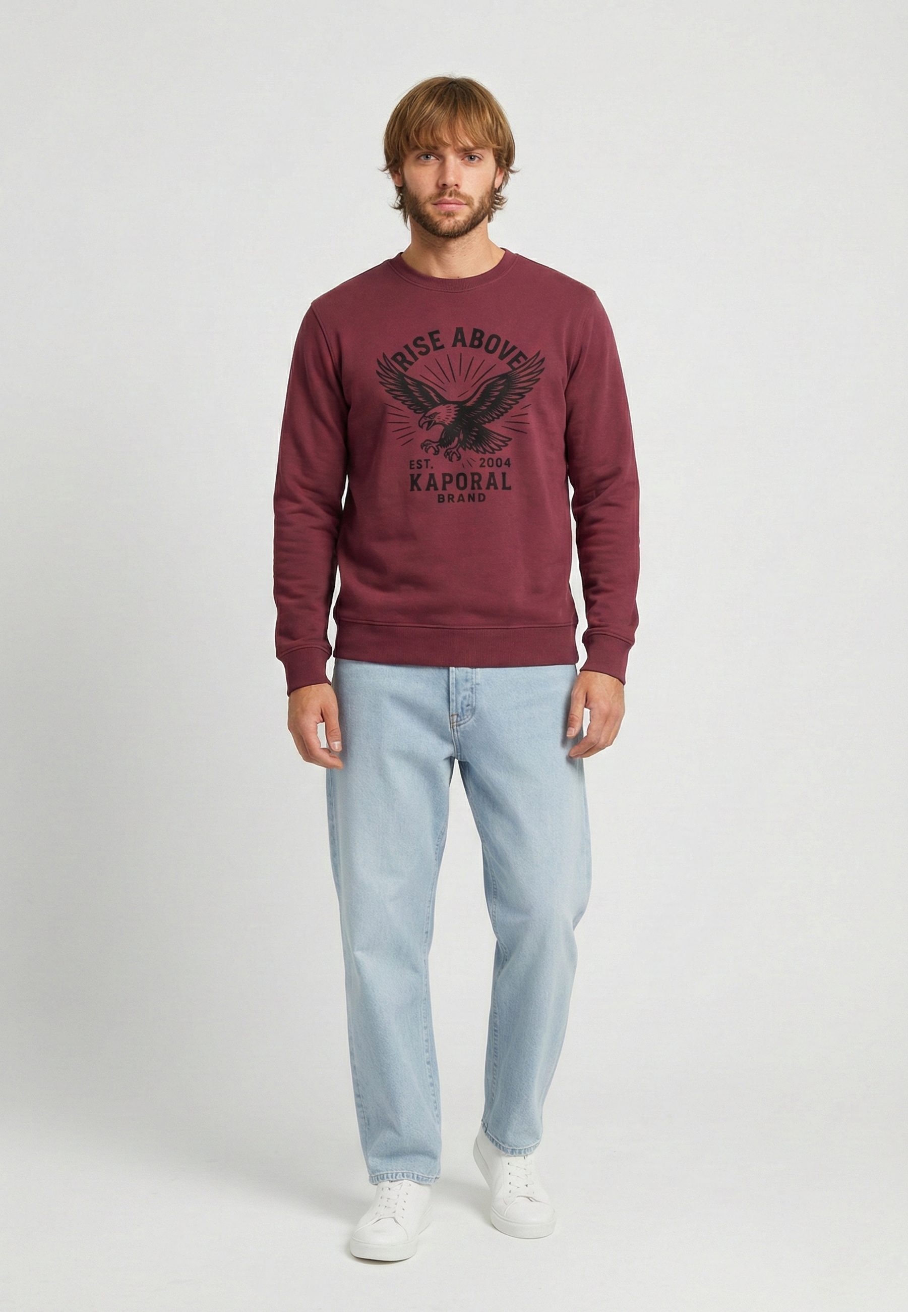 kaporal-kiel-sweatshirt-herren-bordeaux-rundhals-adler-print image 2