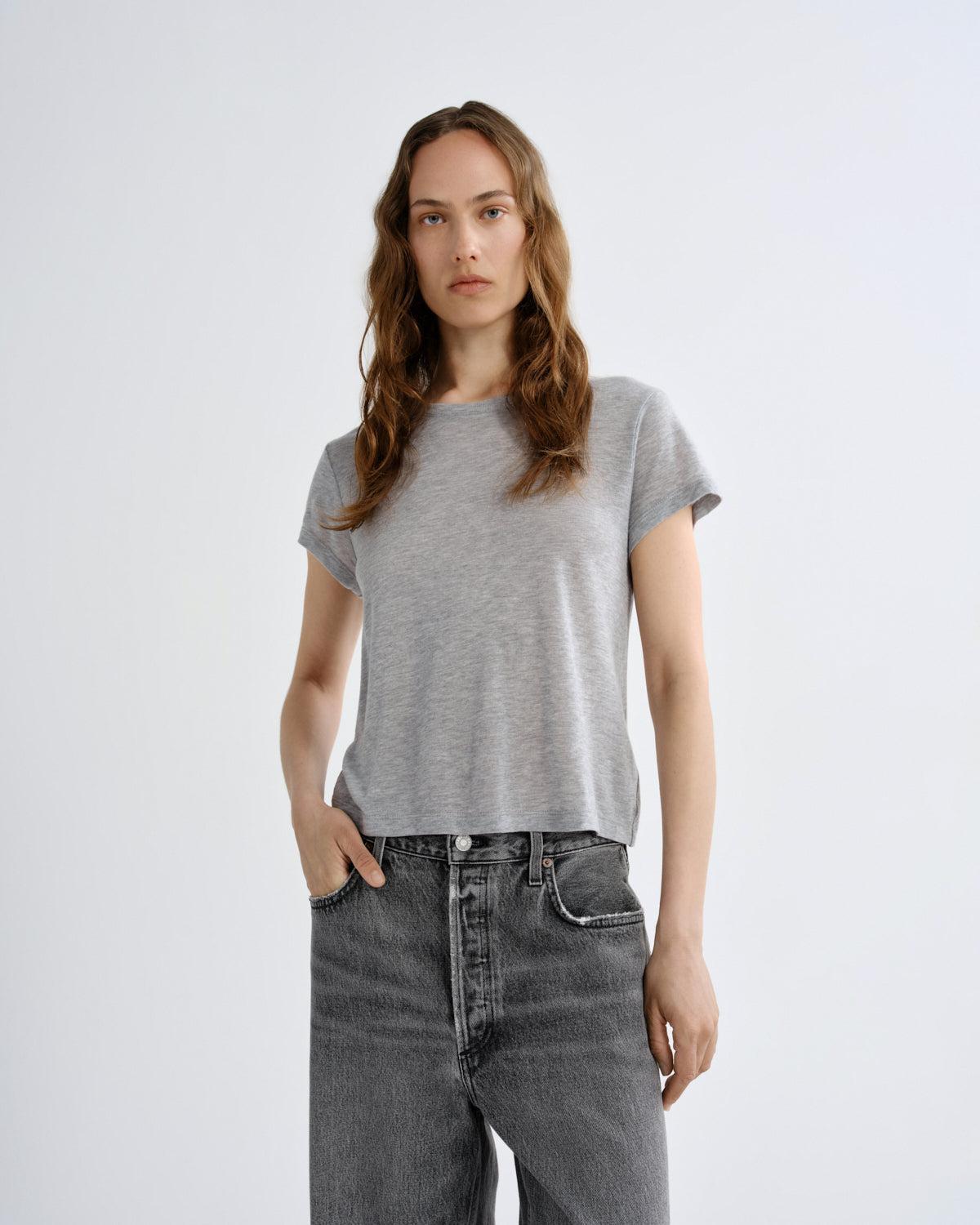 agolde-adine-shrunken-tee-t-shirt-grey-heather image 1
