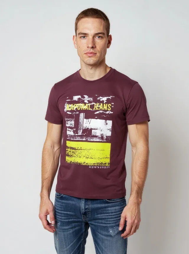 kaporal-dock-t-shirt-herren-bordeauxrot-regular-baumwolle image 1