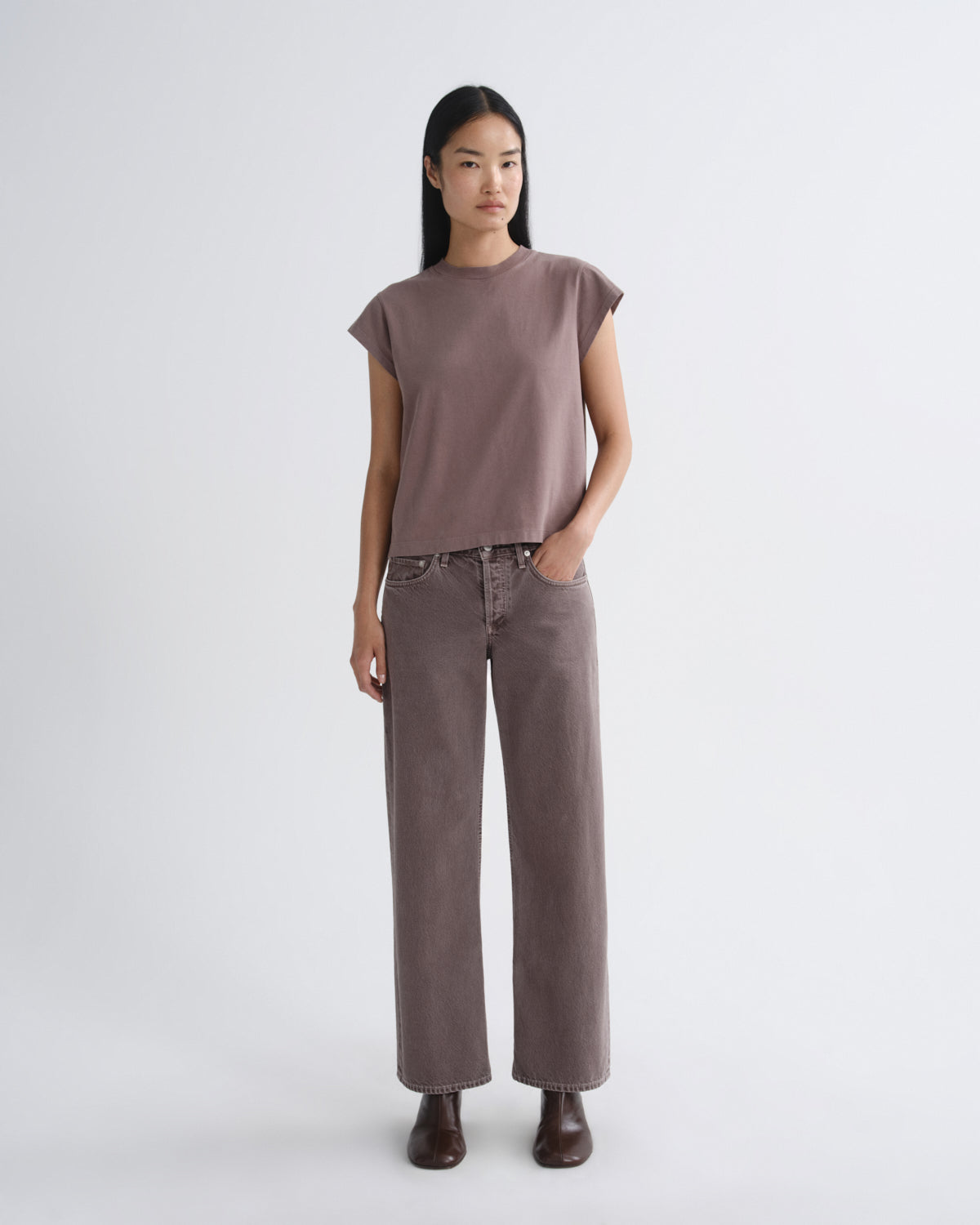 agolde-bryce-cap-sleeve-tee-damen-t-shirt-mauvine image 5