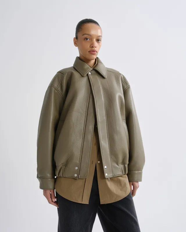 agolde-ona-bomberjacke-canopy-kunstleder-gr-n image 1