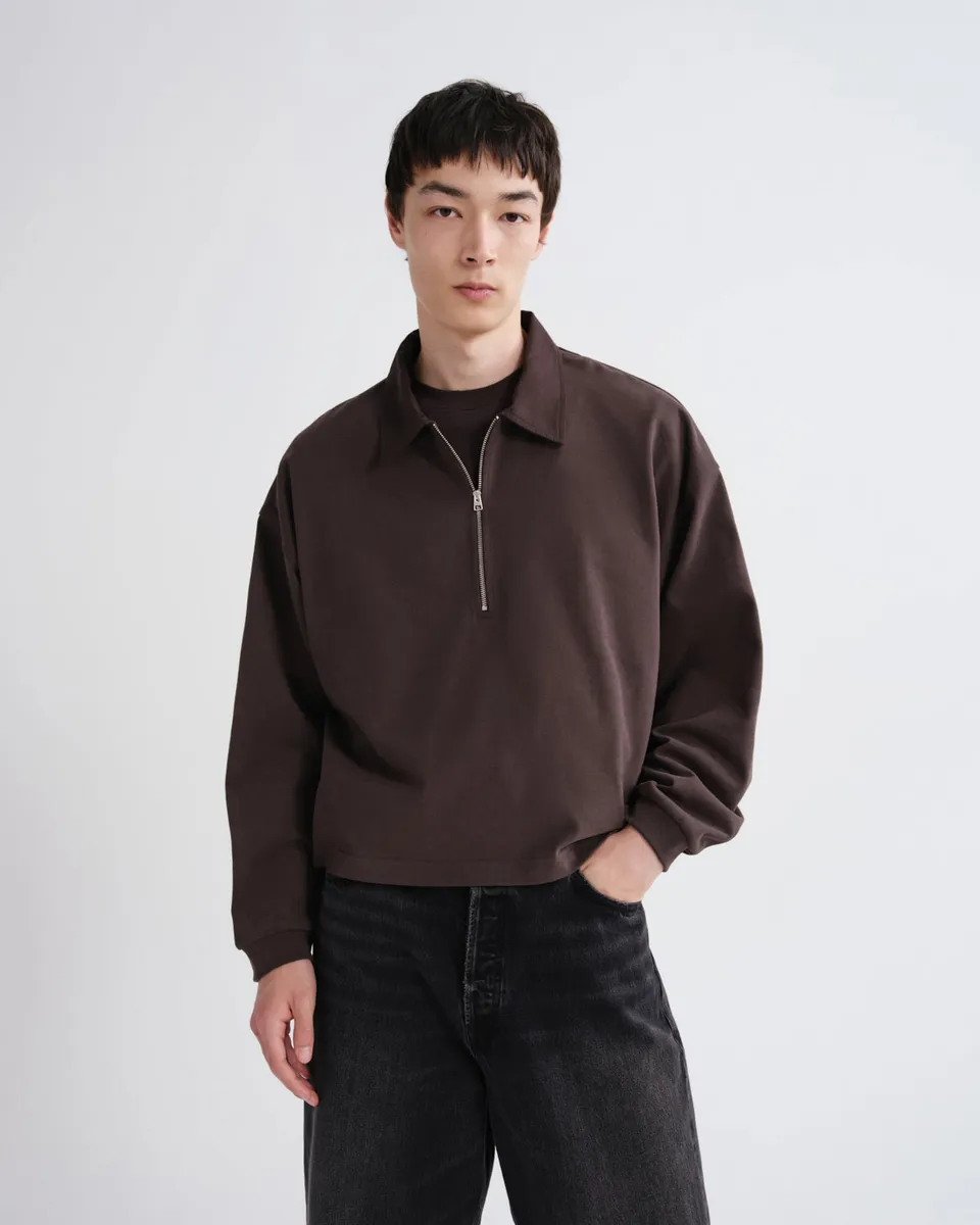 agolde-darius-polo-forge-braun-quarter-zip image 1