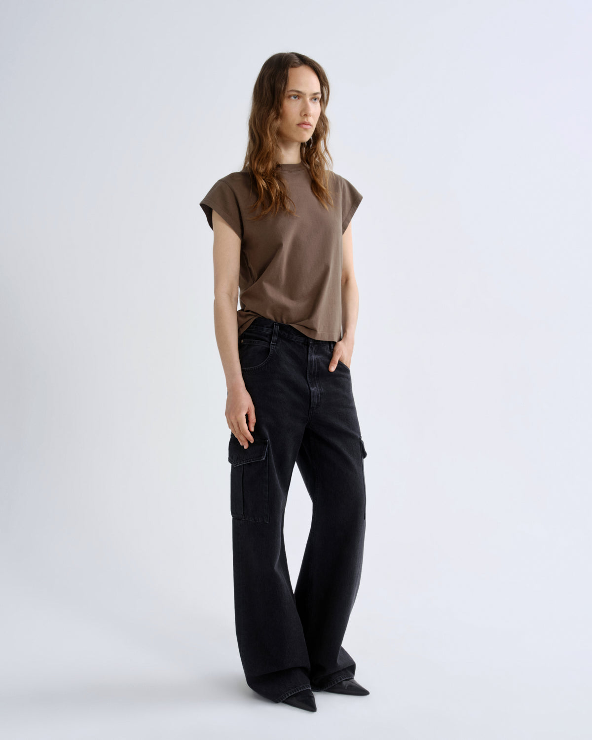 agolde-bryce-cap-sleeve-tee-t-shirt-uniform-oliv-baumwolle image 4