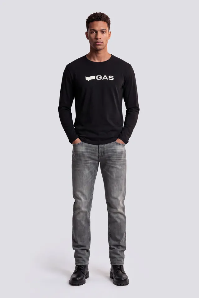 gas-dharis-m-l-logo-t-shirt-herren-schwarz-baumwolle image 1
