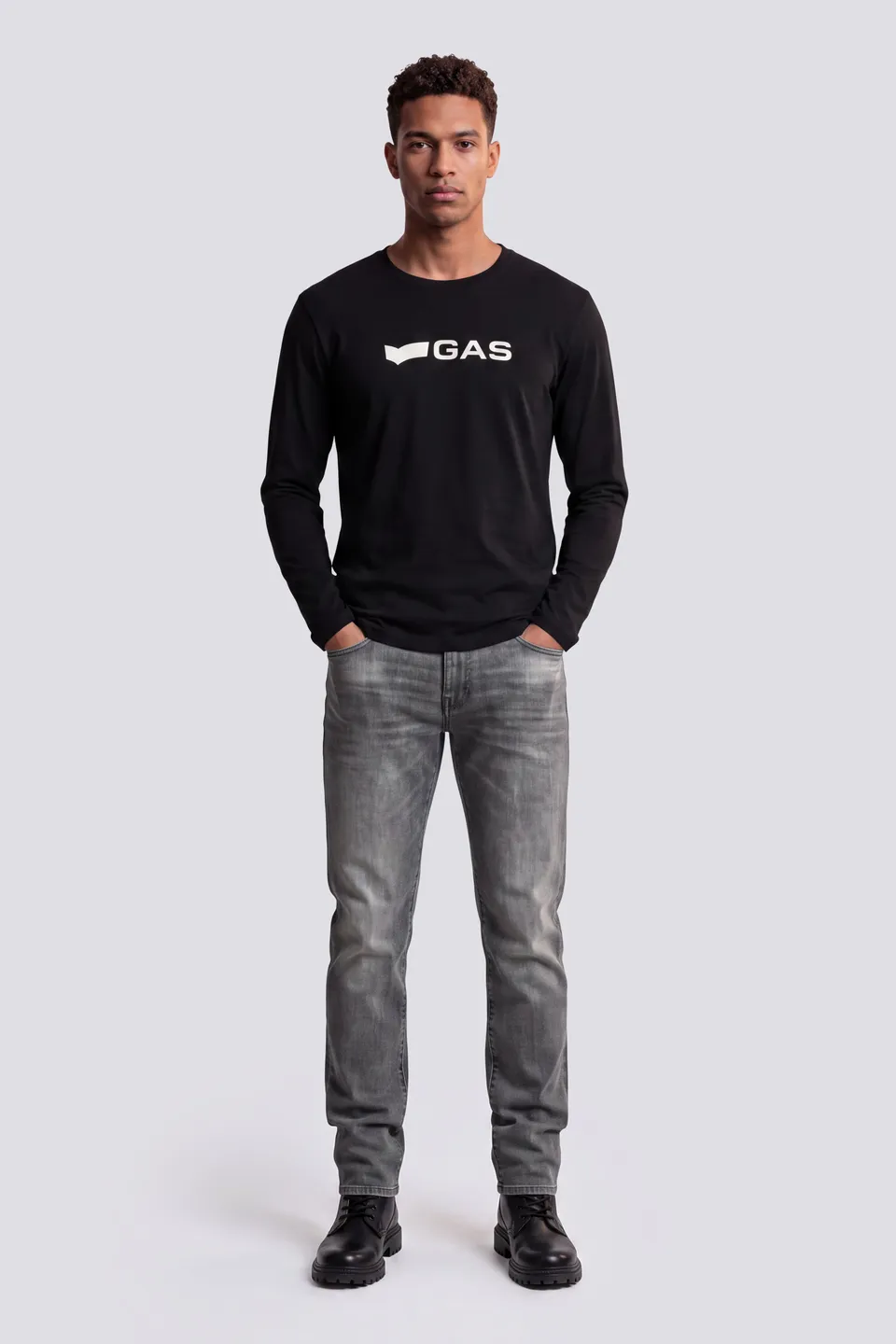 gas-dharis-m-l-logo-t-shirt-herren-schwarz-baumwolle image 1