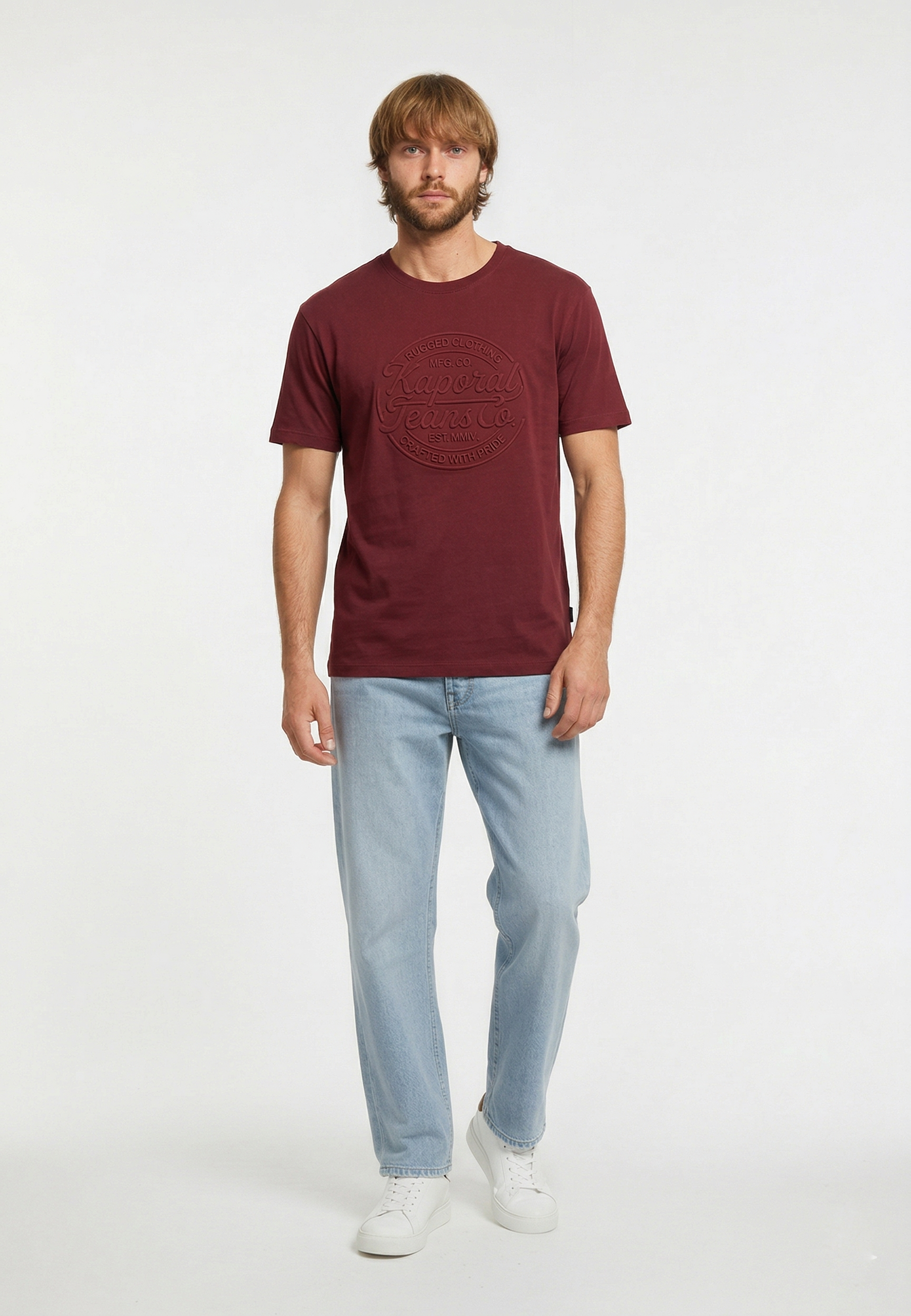 kaporal-kraft-t-shirt-herren-bordeaux-regular-baumwolle image 2