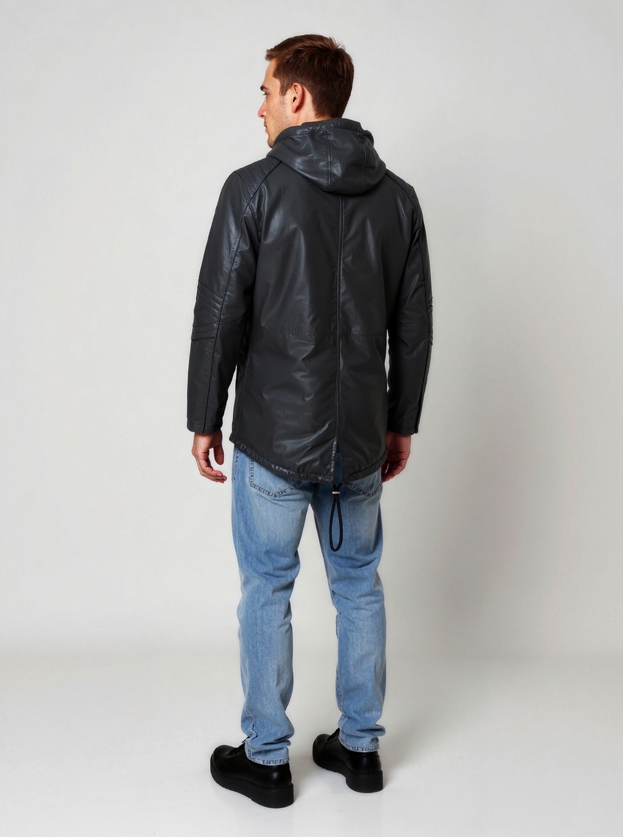 kaporal-tropic-lederjacke-schwarz-herren-regular-kapuze image 3