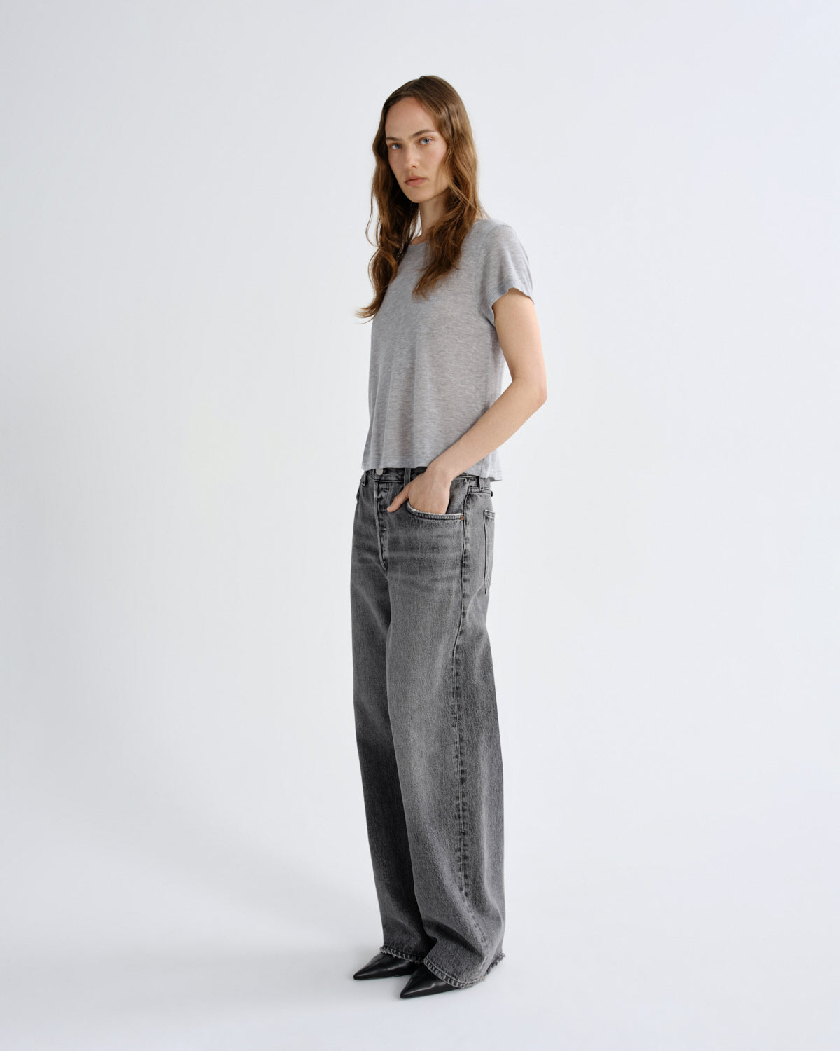 agolde-adine-shrunken-tee-t-shirt-grey-heather image 4