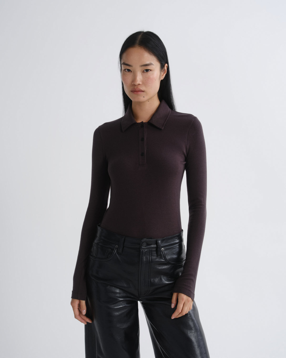 agolde-amos-polo-shirt-forge-braun-langarm image 1