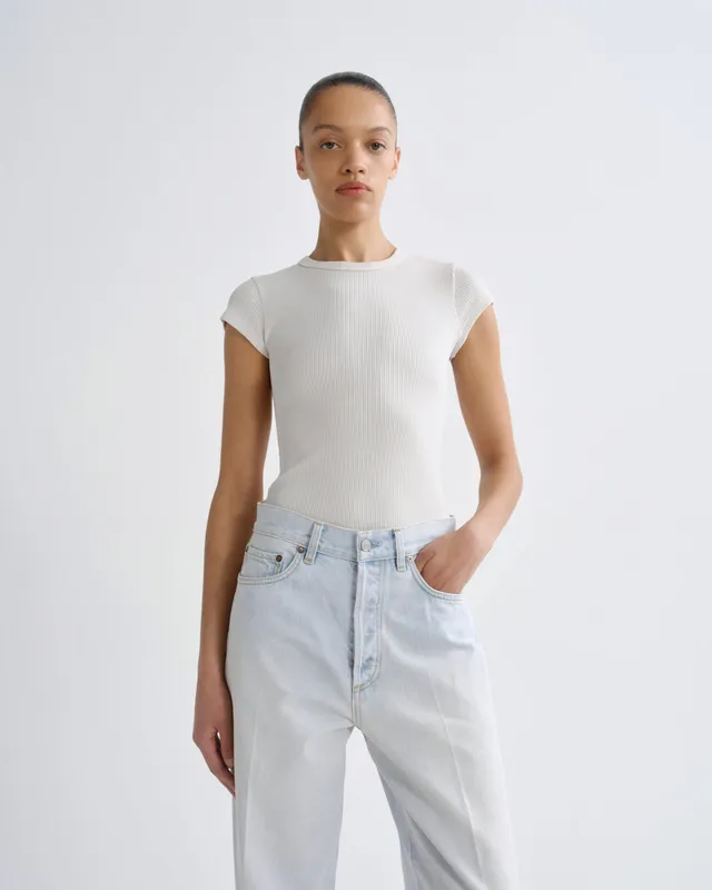 agolde-edison-tee-t-shirt-bone-damen-rippstrick image 1