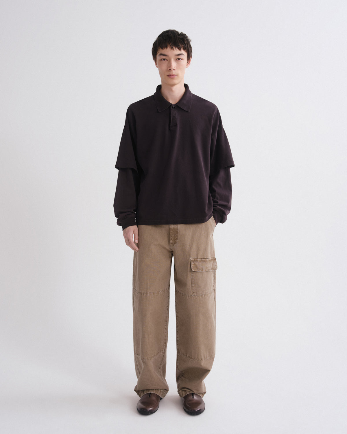 agolde-curren-double-sleeve-polo-elysian-braun-herren image 3