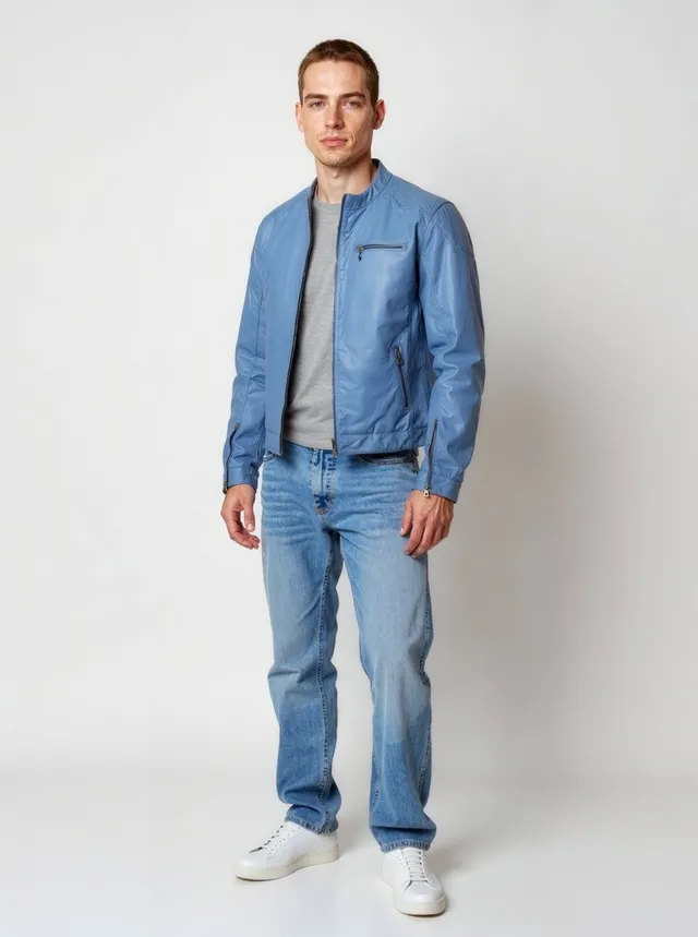 kaporal-villy-lederjacke-herren-vintage-blau-slim image 1