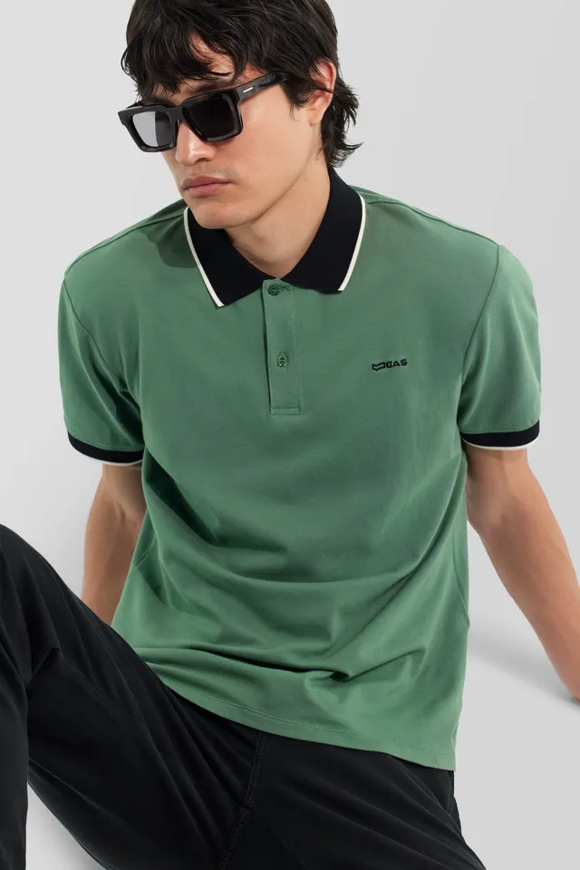 gas-ralph-rib-stripe-3674-polo-herren-blau-slim-fit image 1