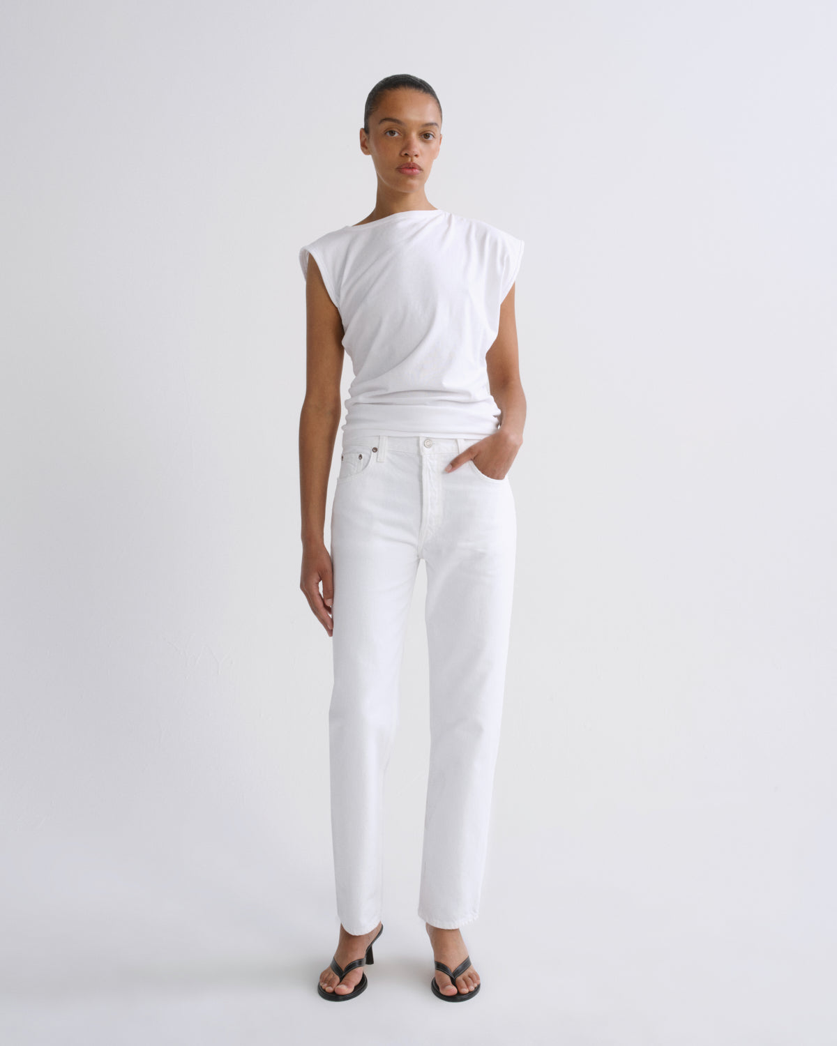 agolde-romney-jeans-damen-marshmallow-wei-cropped image 1