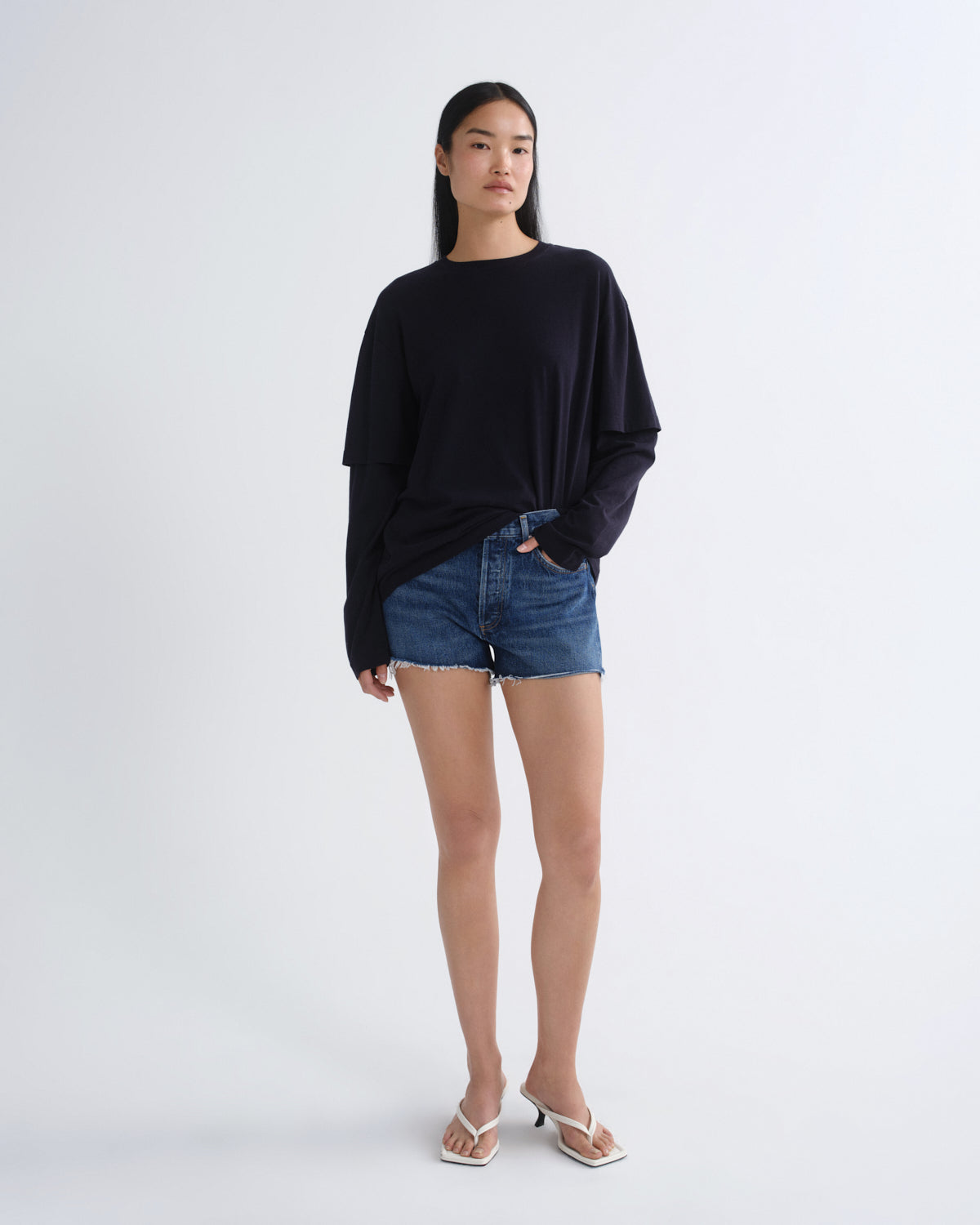 agolde-parker-cut-off-shorts-damen-chapter-dunkelblau-high-waist image 1