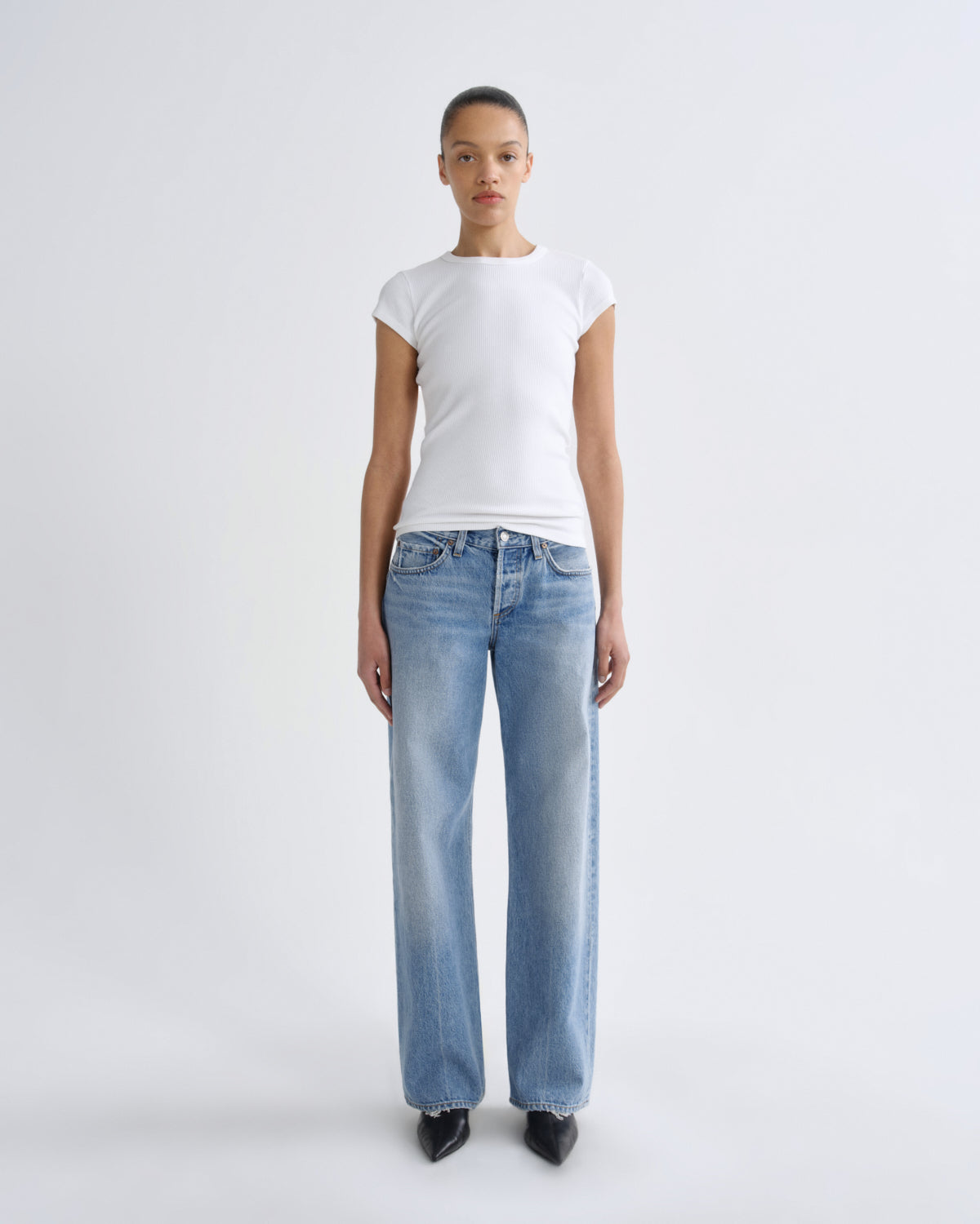 agolde-edison-tee-t-shirt-damen-white-figurbetont image 5