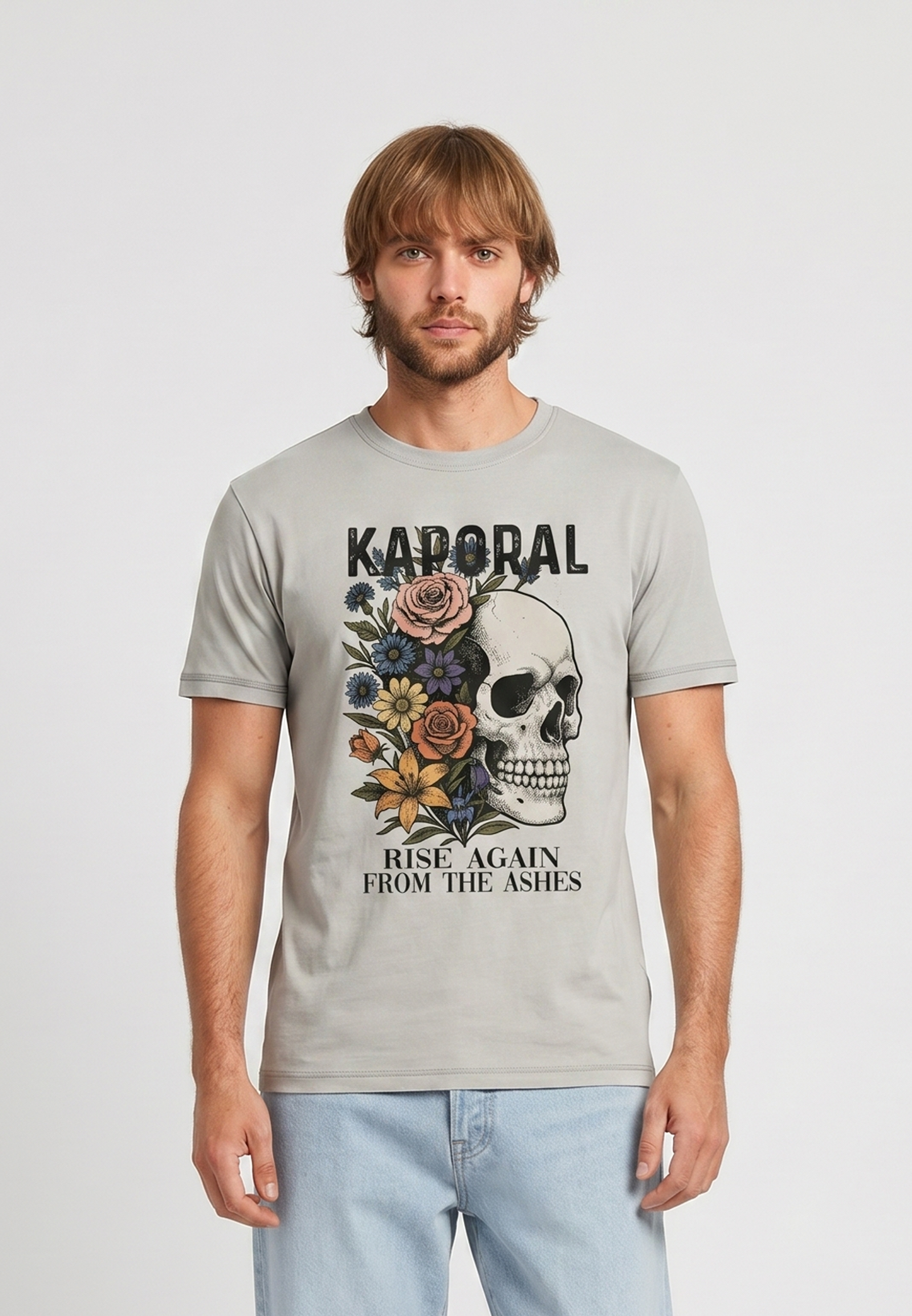 kaporal-kulls-t-shirt-creme-totenkopf-print-baumwolle image 2