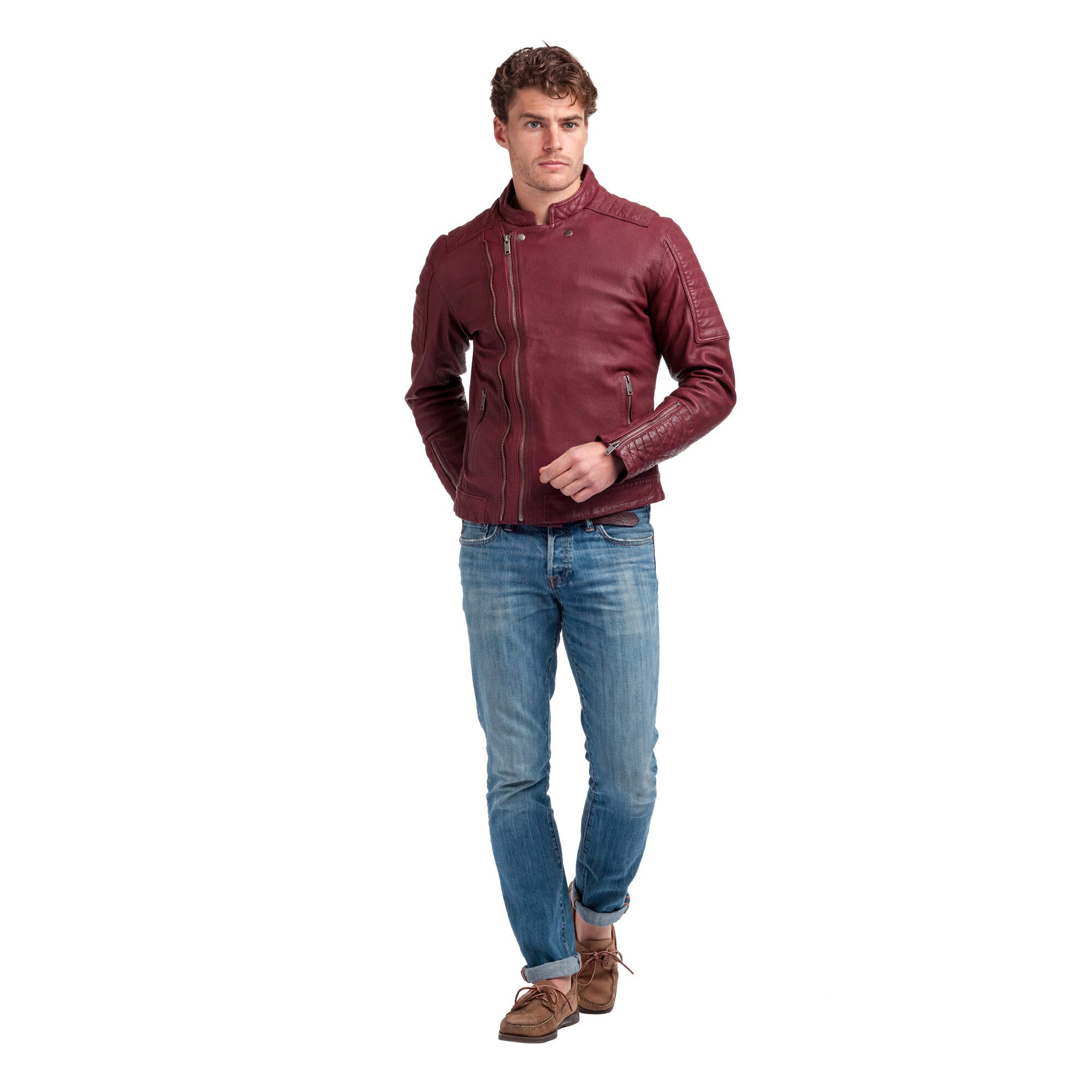 kaporal-enzo-lederjacke-herren-bordeaux-lammleder image 1