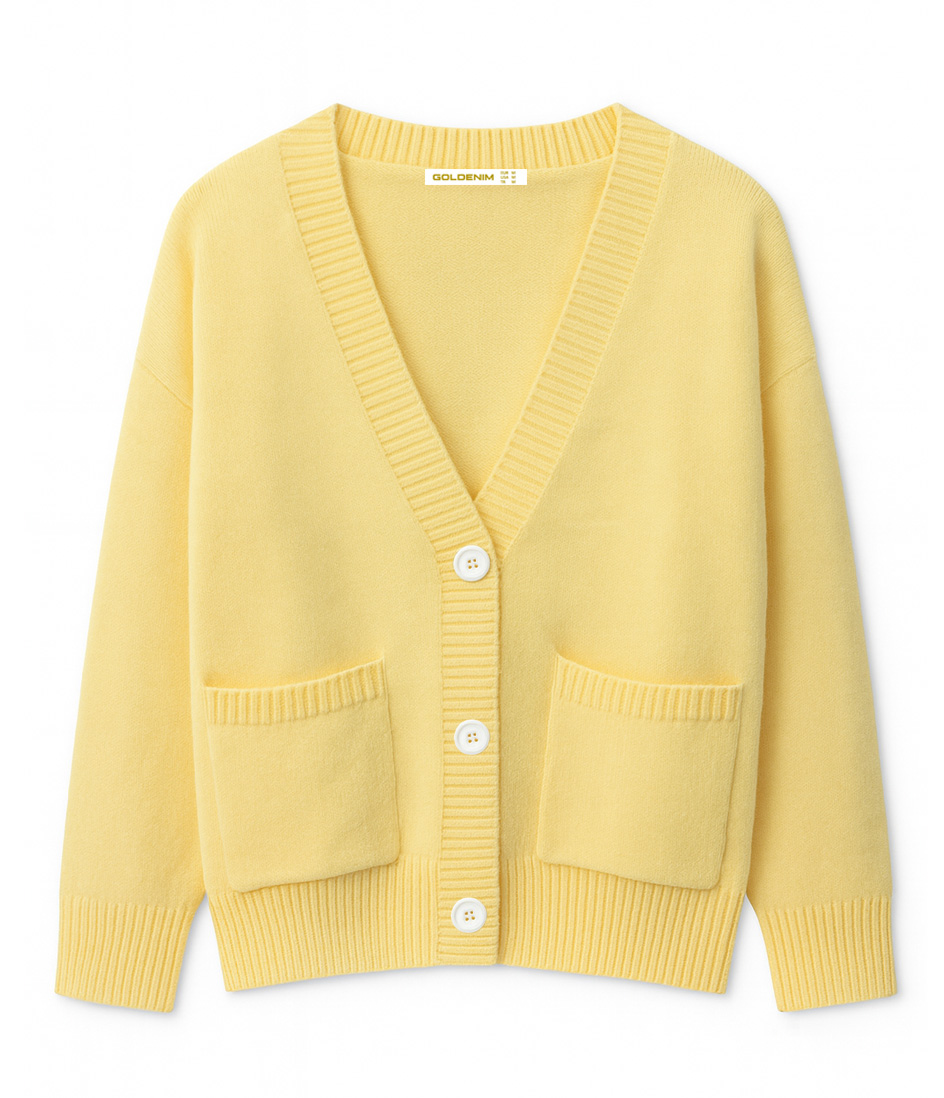 goldenim-paris-femme-gilet-jaune-tricot-strickweste-gelb image 1