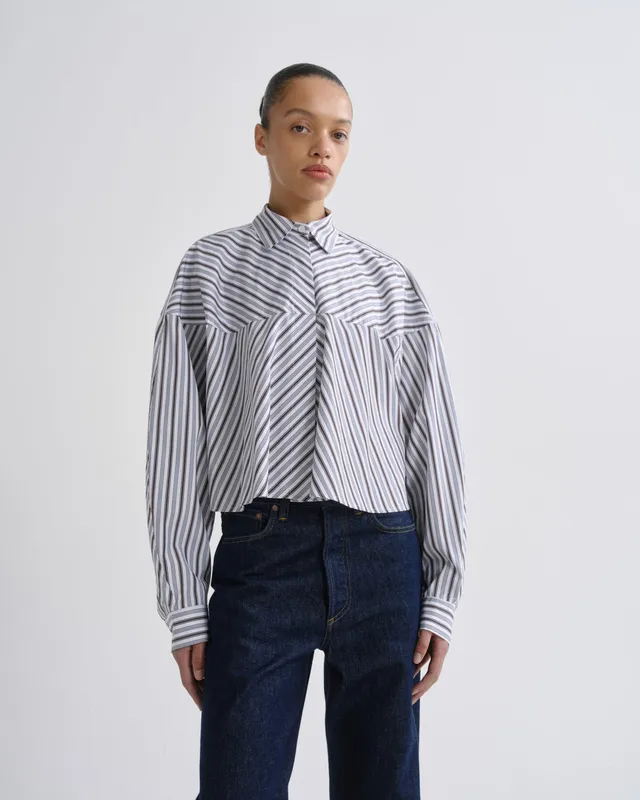 agolde-agnes-hemd-meyer-stripe-braun-wei-gestreift image 1