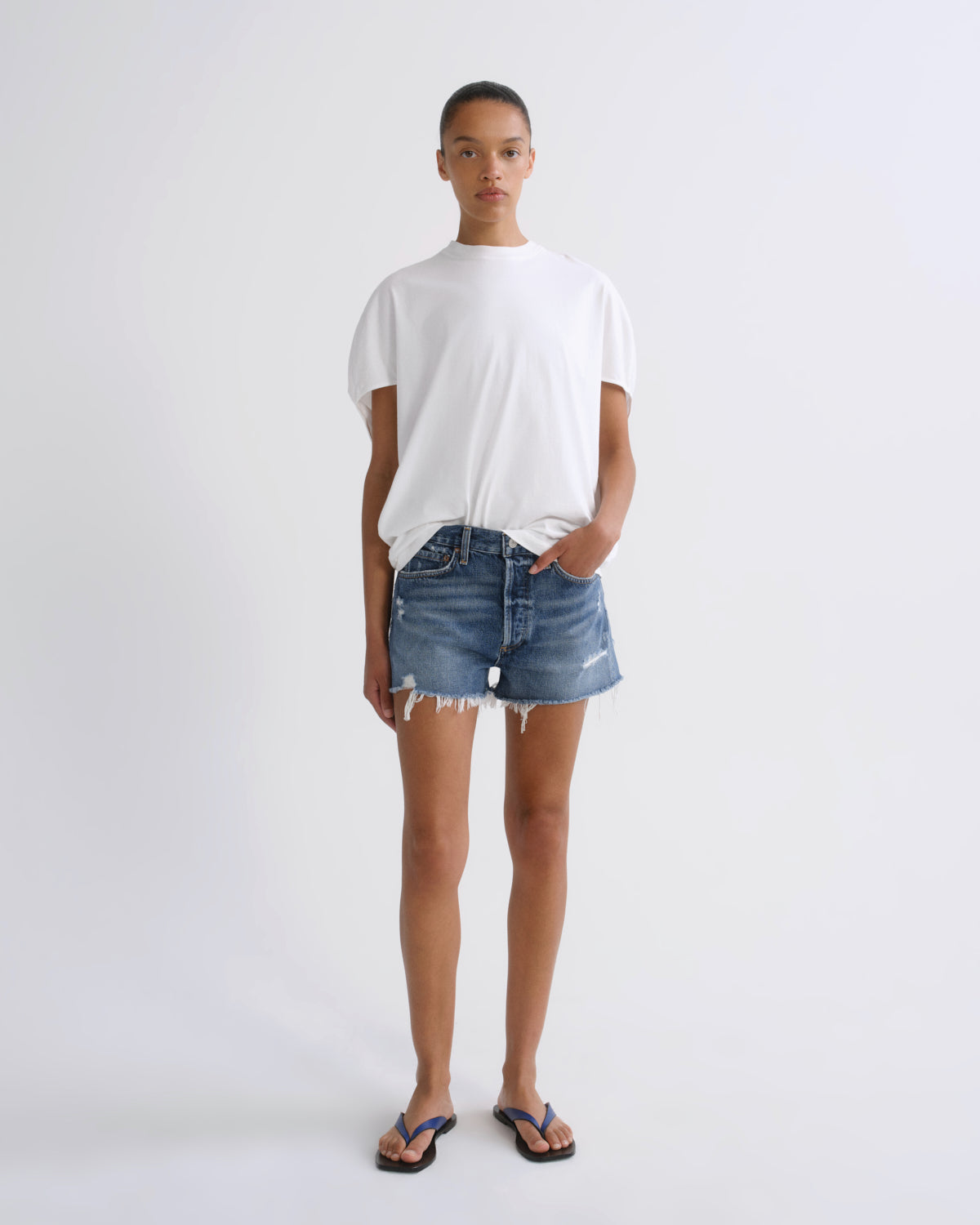agolde-parker-vintage-cut-off-shorts-dark-swapmeet-high-rise image 1