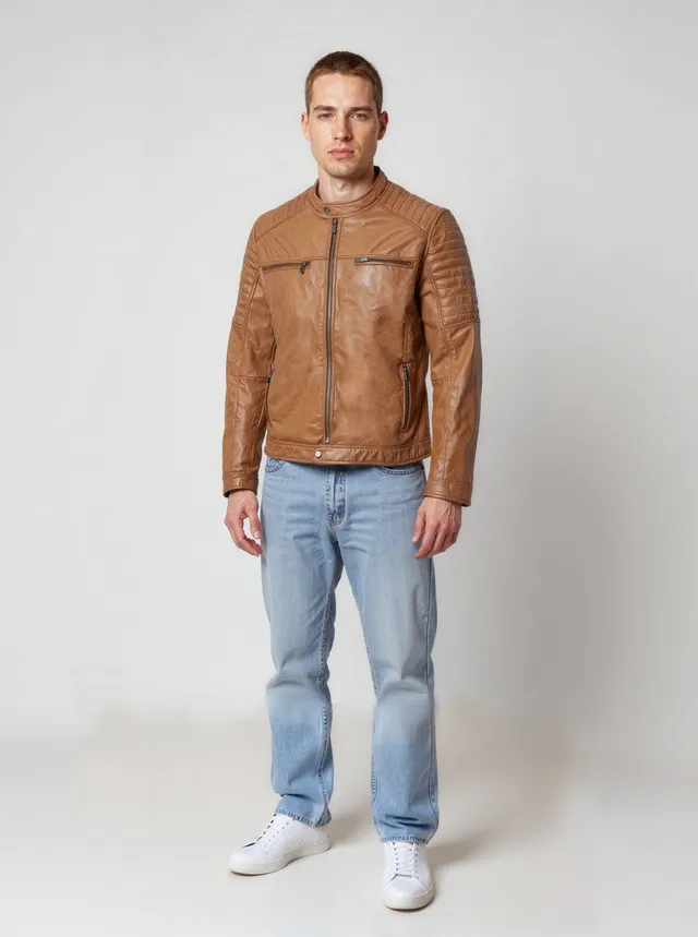 kaporal-felix-lederjacke-herren-cognac-slim-lammleder image 1