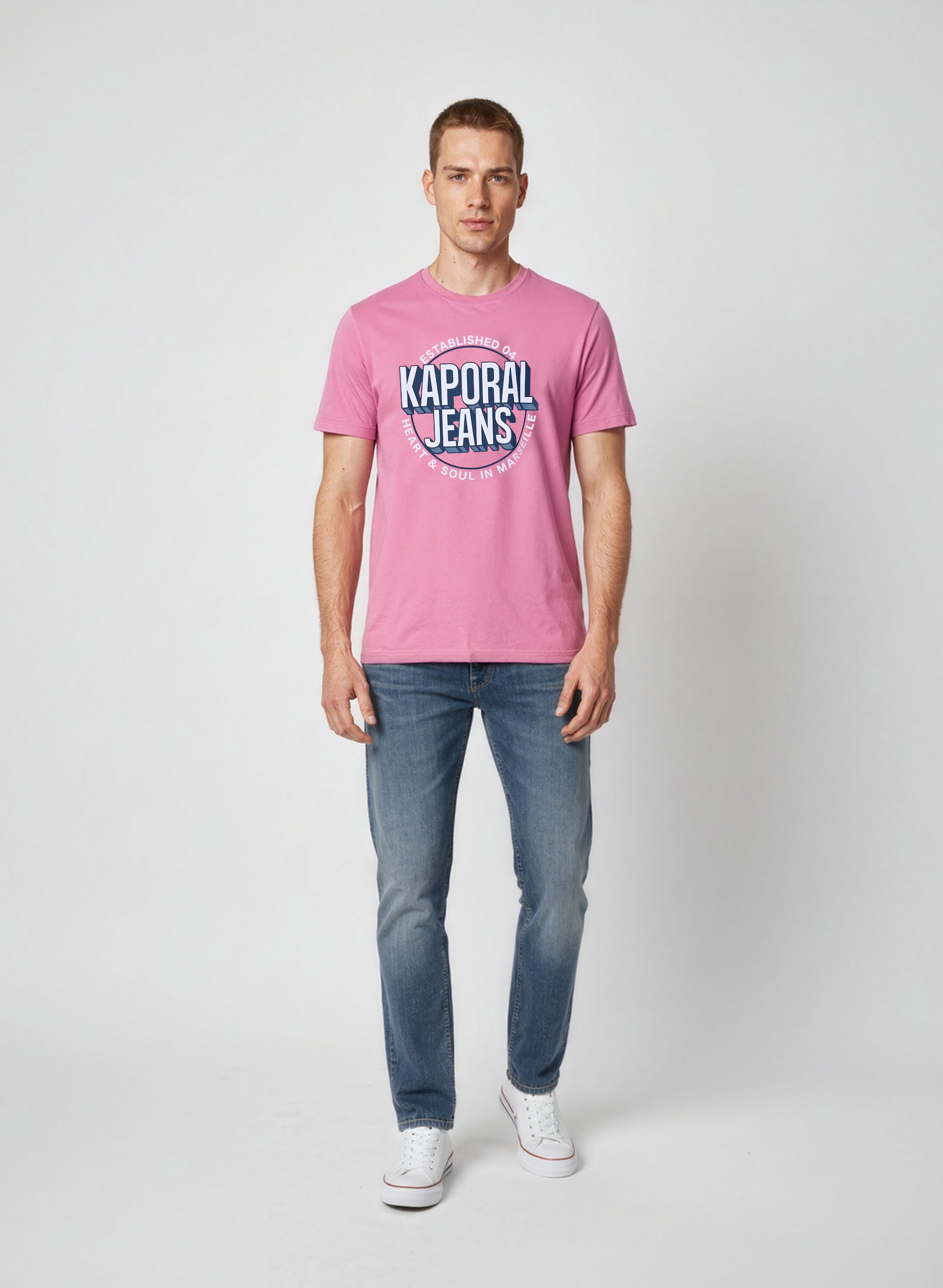 kaporal-tyler-t-shirt-herren-rosa-regular-baumwolle image 2