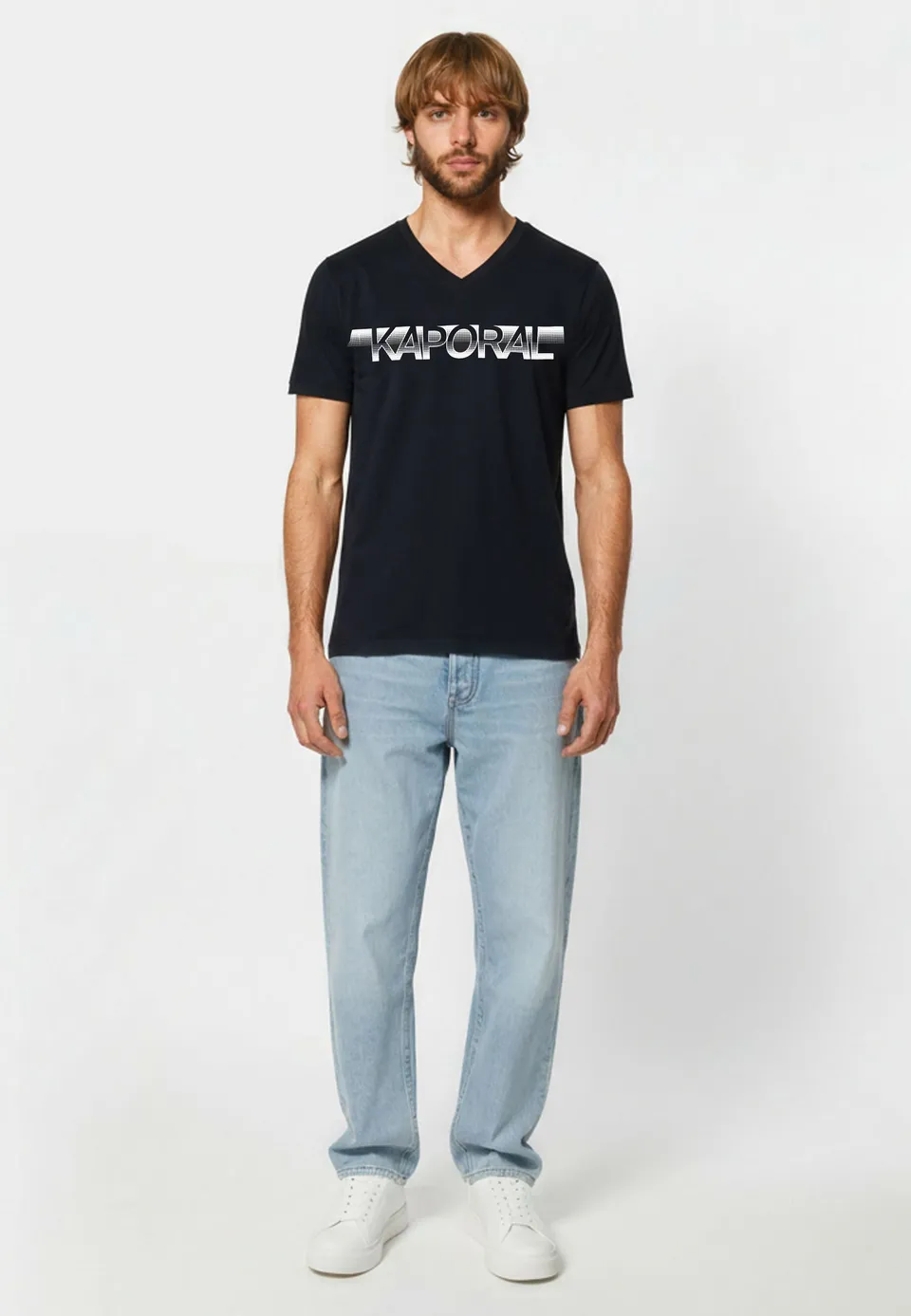 kaporal-bart-t-shirt-herren-schwarz-slim-v-ausschnitt image 1