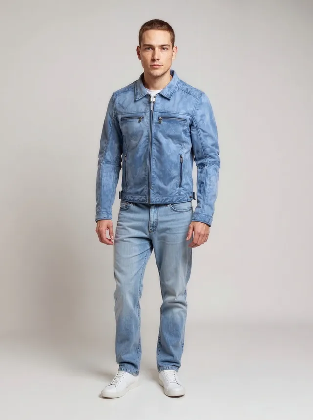 kaporal-boris-lederjacke-vintage-blau-lammleder-herren image 1